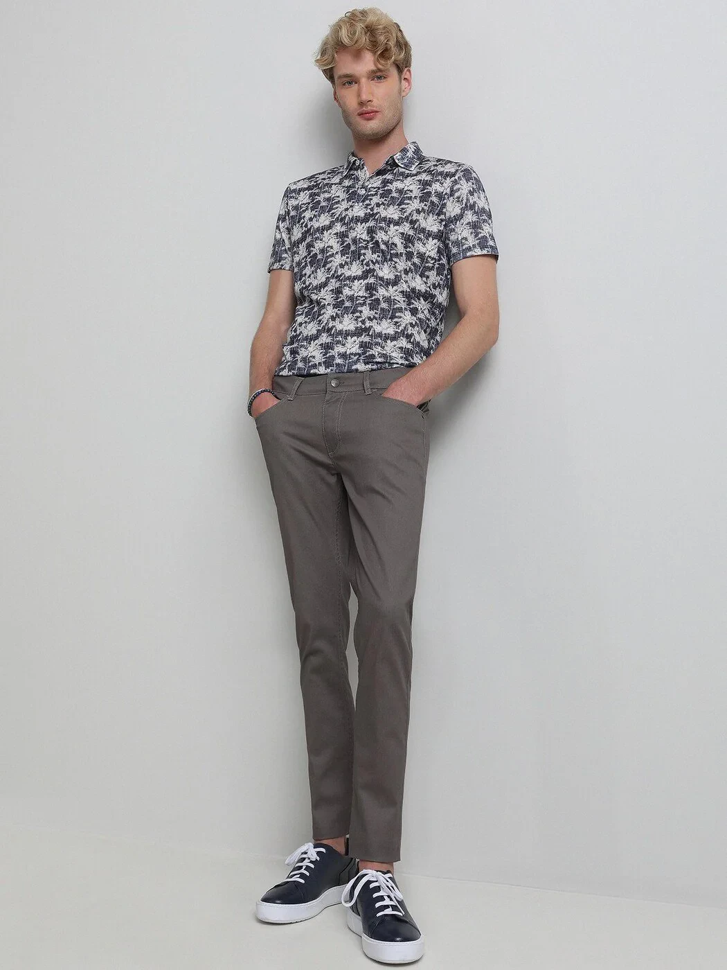 Vizon Düz Dokuma Slim Fit Casual Pamuk Karışımlı Pantolon - 3