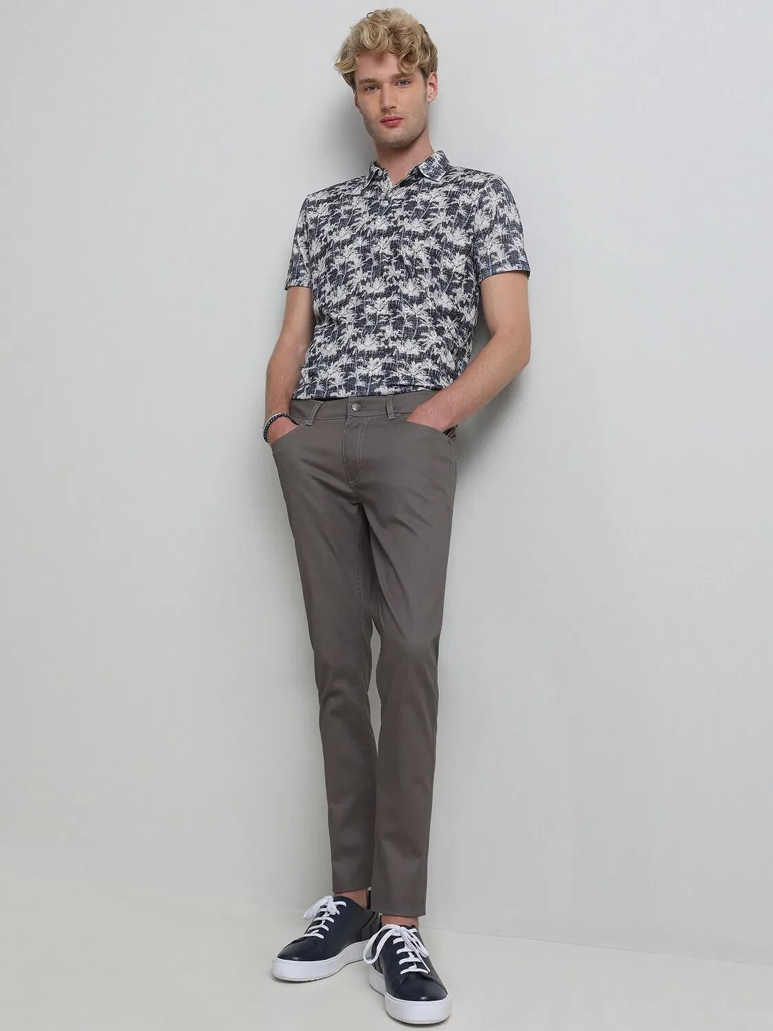 Vizon Düz Dokuma Slim Fit Casual Pamuk Karışımlı Pantolon - 3