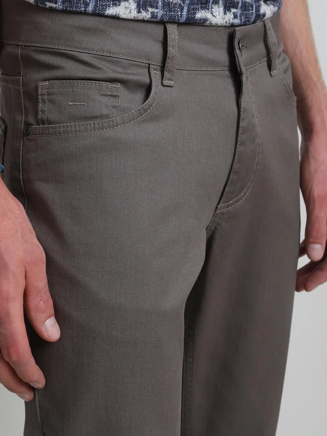 Vizon Düz Dokuma Slim Fit Casual Pamuk Karışımlı Pantolon - 4