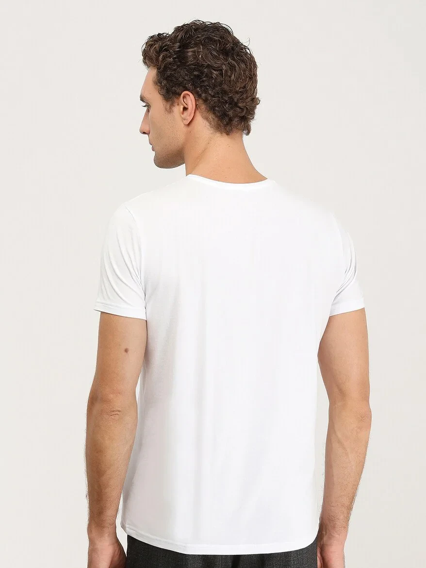 White Cotton Blended T-Shirt 