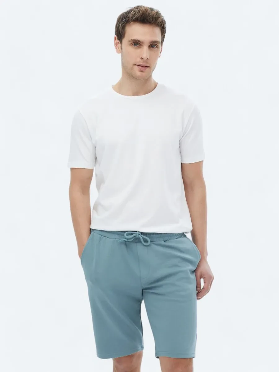 White Crew Neck Cotton Blended T-Shirt - 4