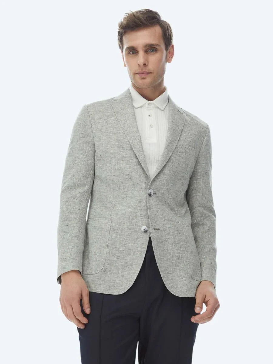 White Jacquard Polo Neck Cotton Blended T-Shirt - 6