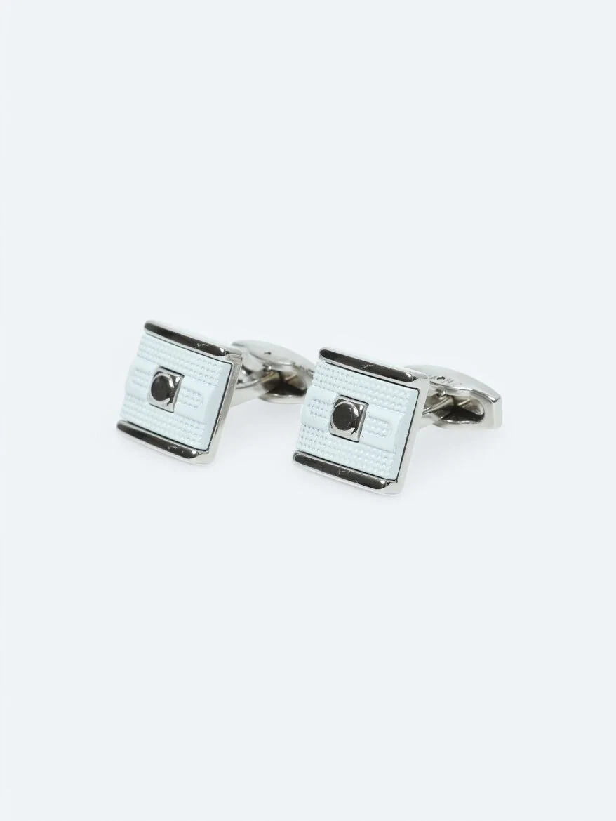 White Metal Cuff Link - 1