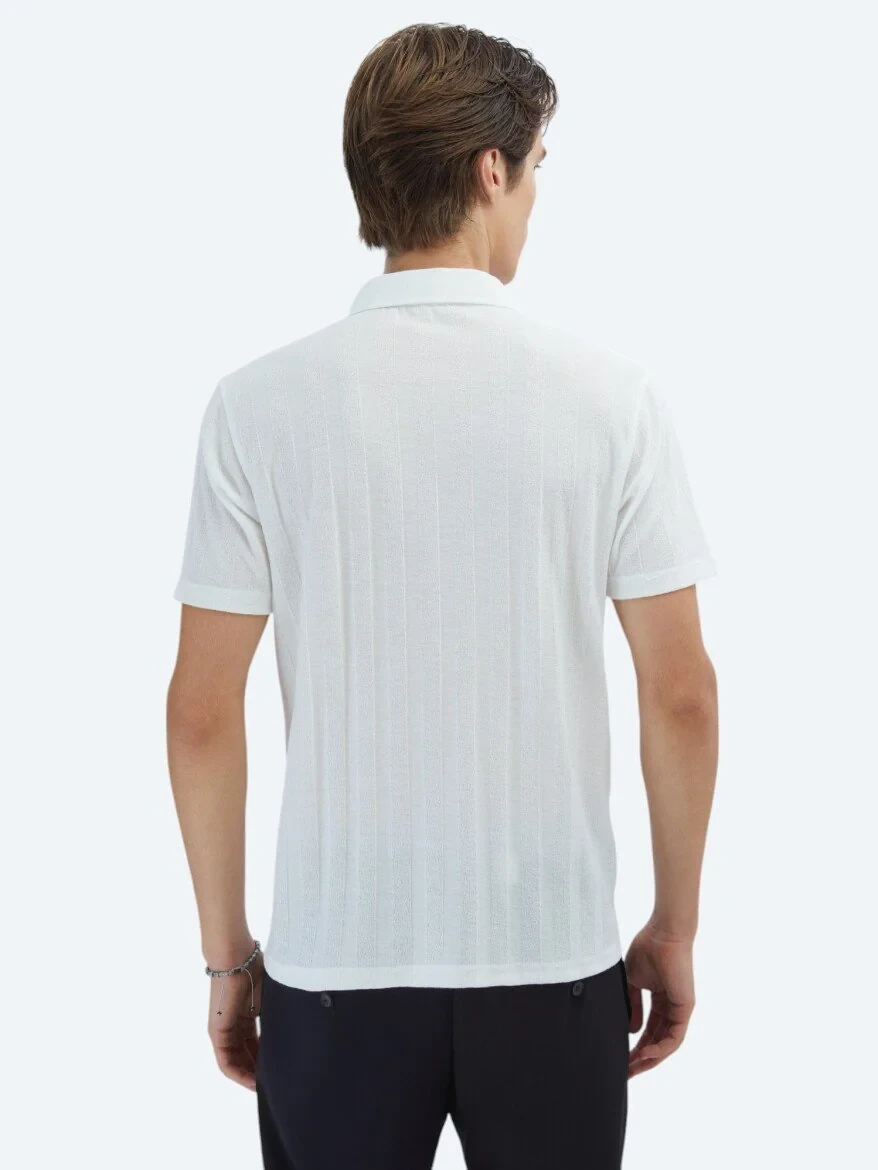 White Patterned Regular Fit Knitting Casual Shirt - 6