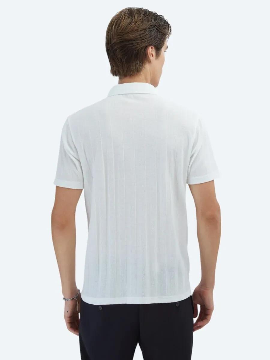 White Patterned Regular Fit Knitting Casual Shirt - 6