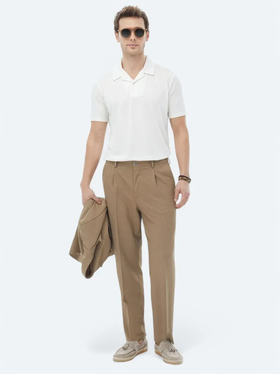 White Plain Cuban Collar T-Shirt - 2
