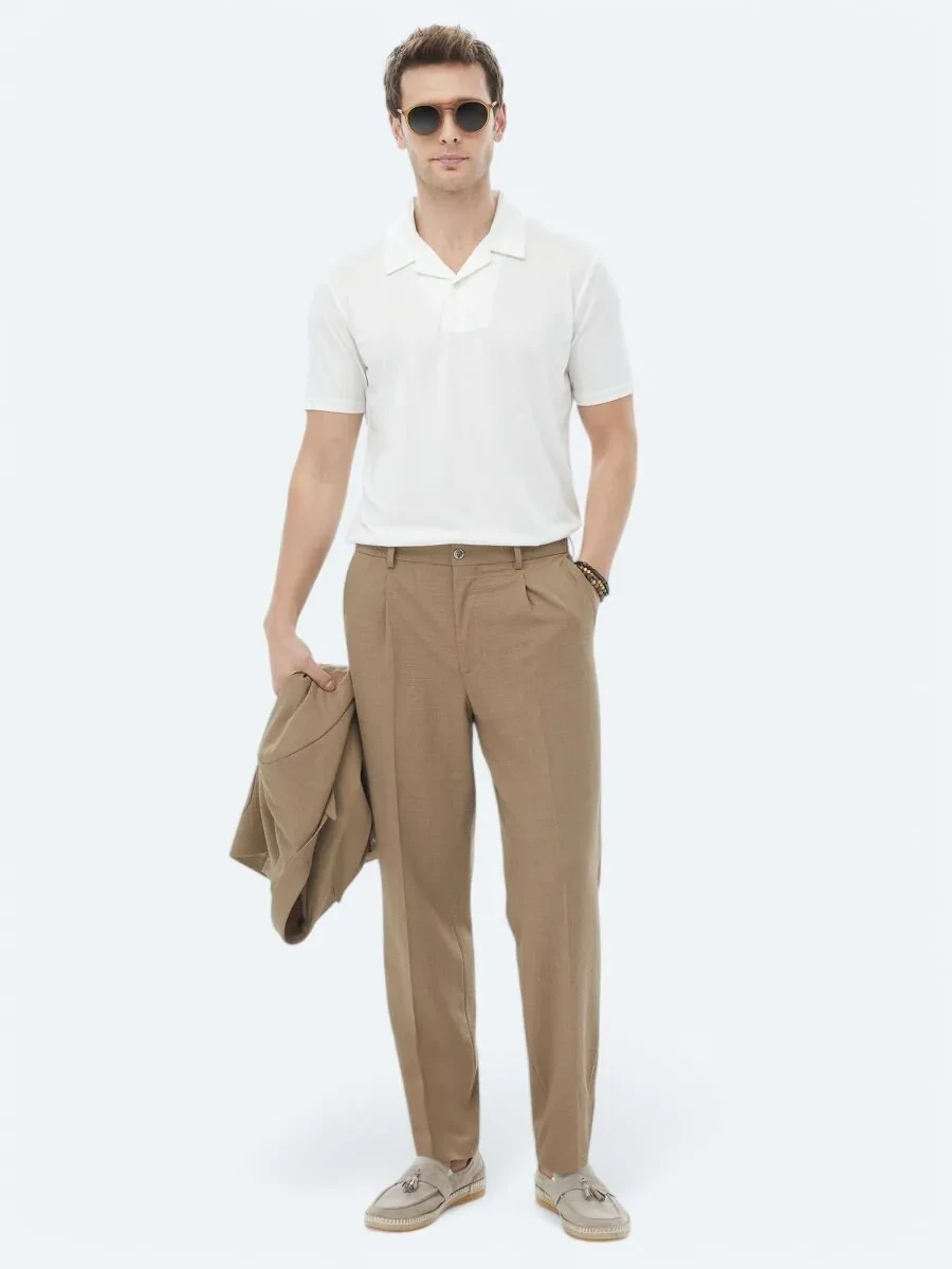White Plain Cuban Collar T-Shirt - 5