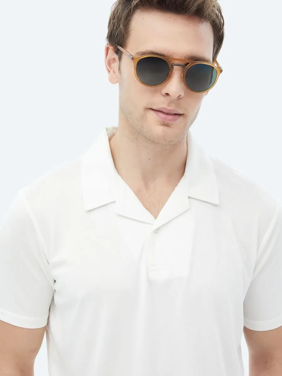 White Plain Cuban Collar T-Shirt - 6