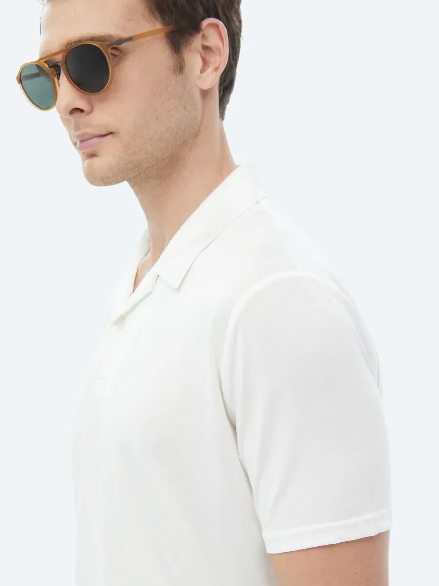 White Plain Cuban Collar T-Shirt - 8