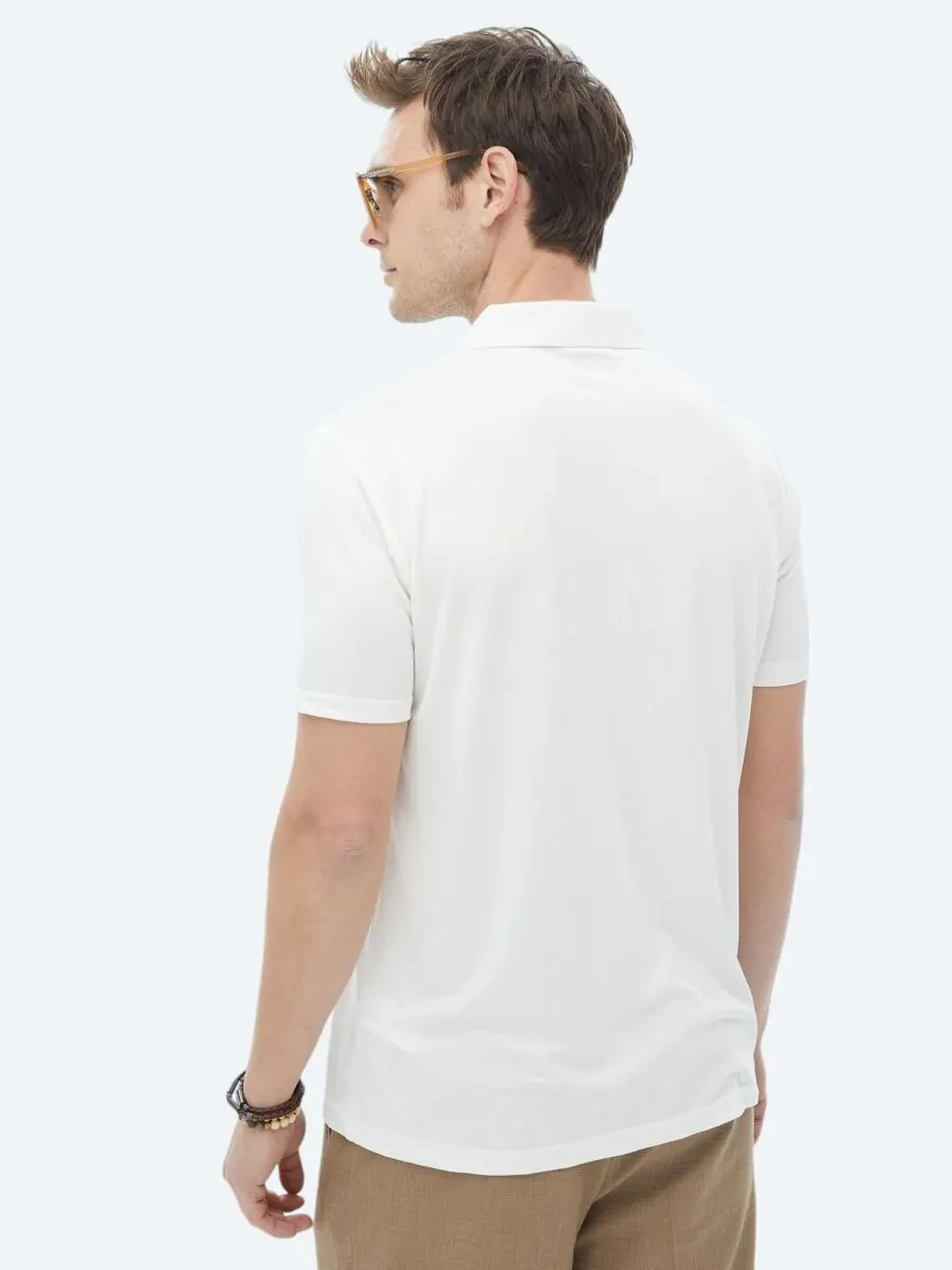 White Plain Cuban Collar T-Shirt - 10
