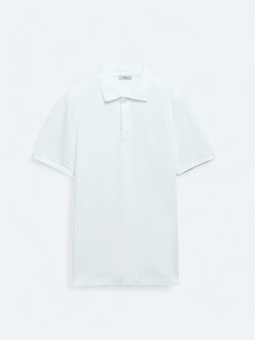 White Plain Polo Neck 100% Cotton T-Shirt - 5