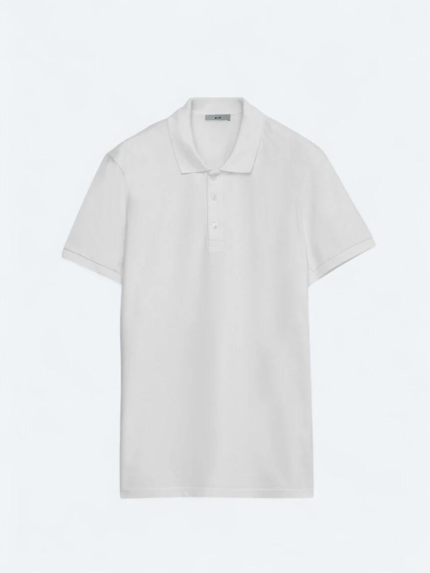 White Plain Polo Neck 100% Cotton T-Shirt - 6