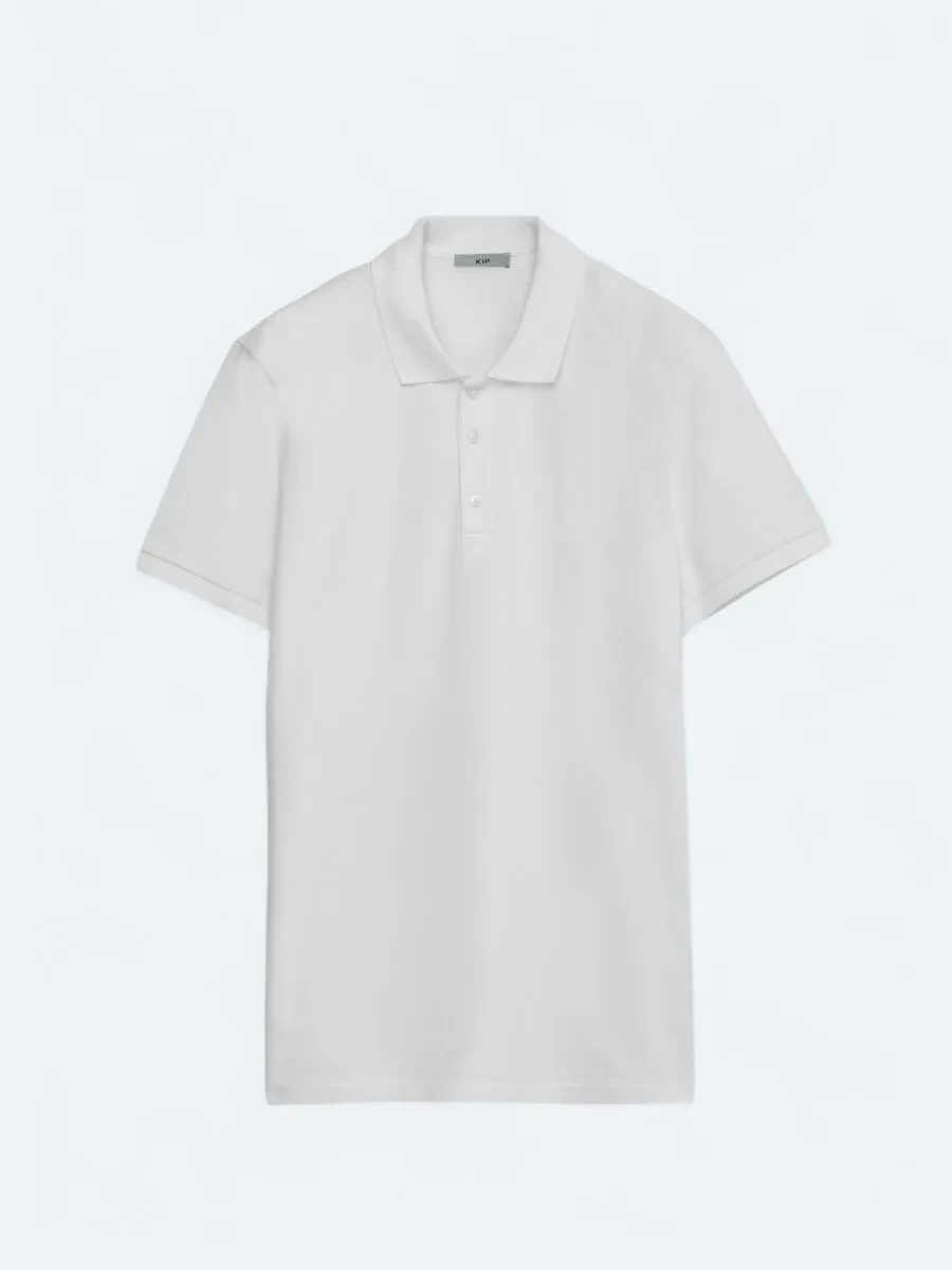 White Plain Polo Neck 100% Cotton T-Shirt - 6