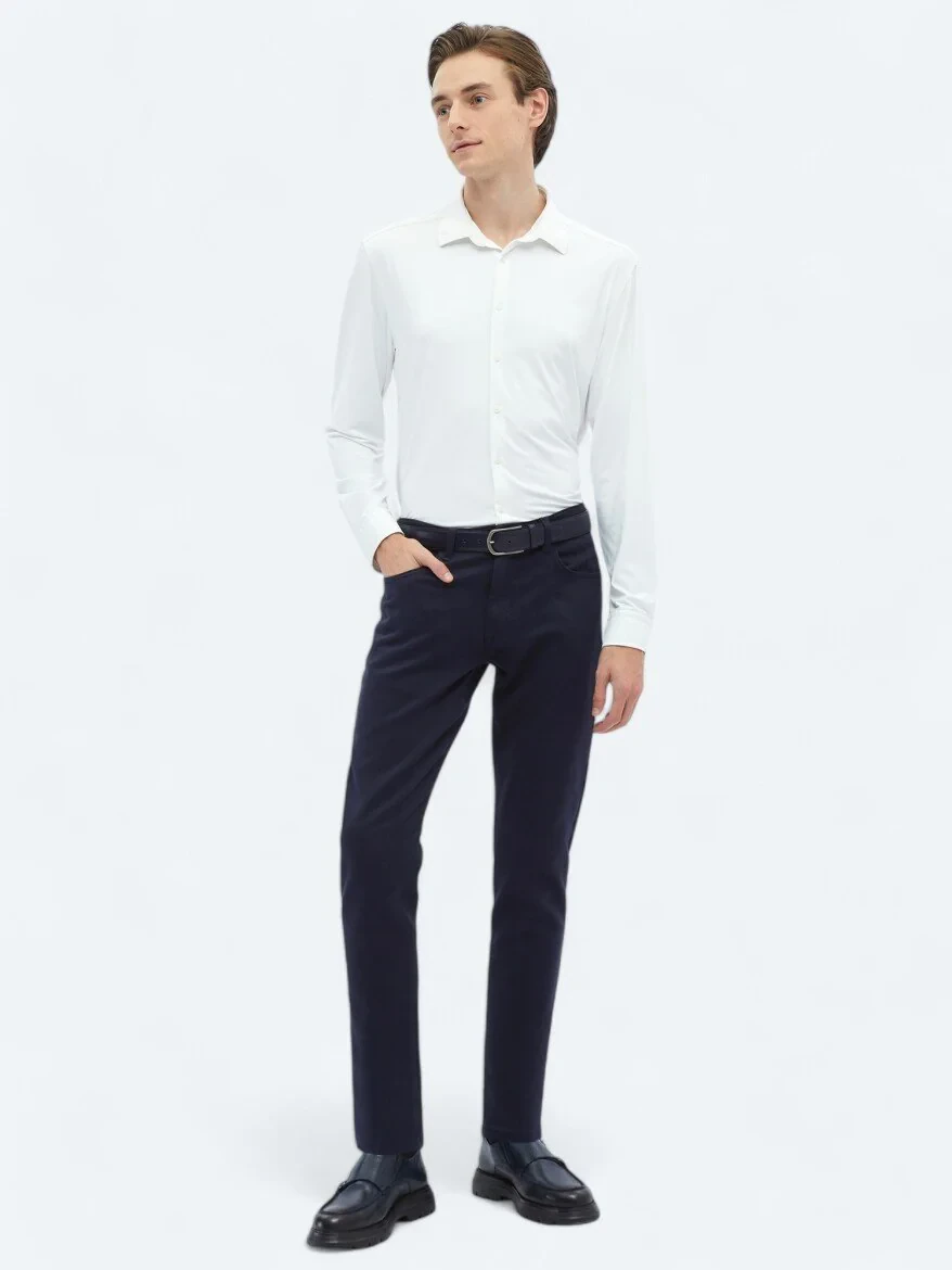 White Plain Regular Fit Knitting Casual Shirt - 3