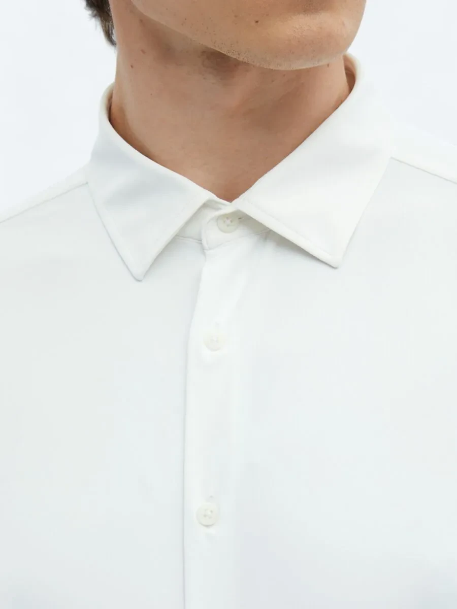 White Plain Regular Fit Knitting Casual Shirt - 5