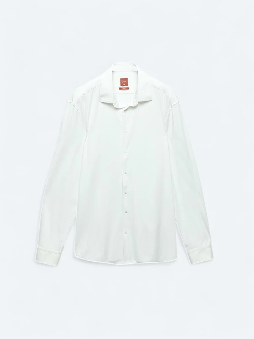 White Plain Regular Fit Knitting Casual Shirt - 7