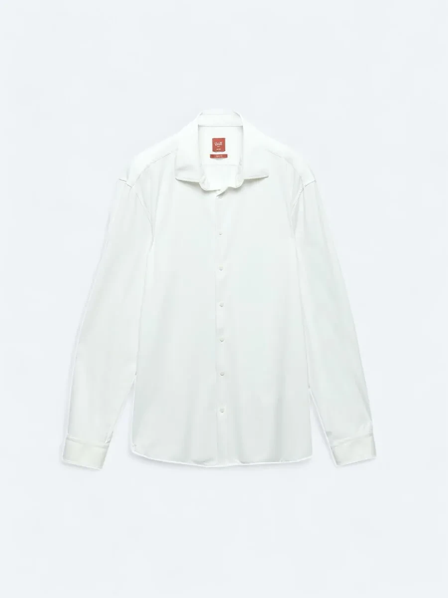 White Plain Regular Fit Knitting Casual Shirt - 7