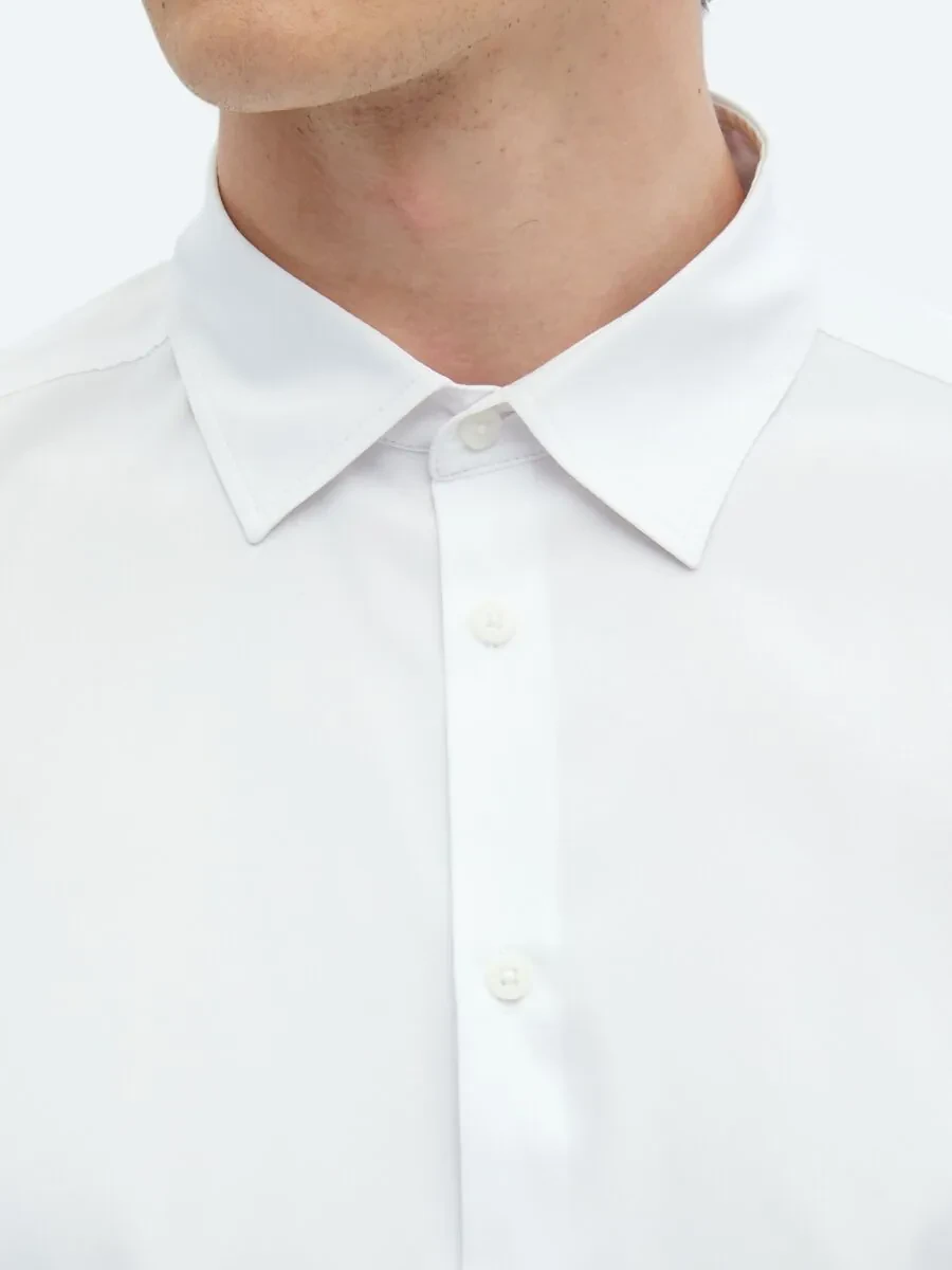 White Plain Regular Fit Weaving Casual Shirt - 5