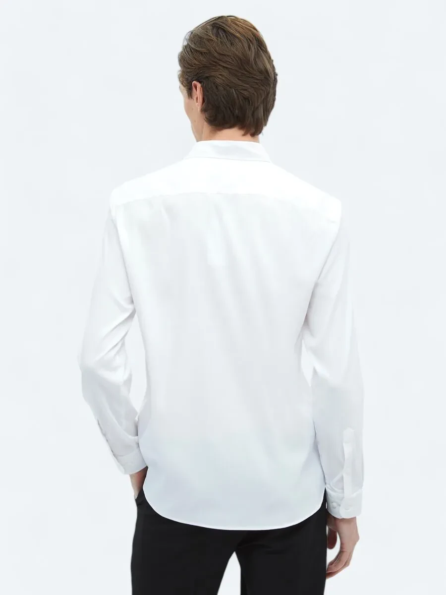 White Plain Regular Fit Weaving Casual Shirt - 6
