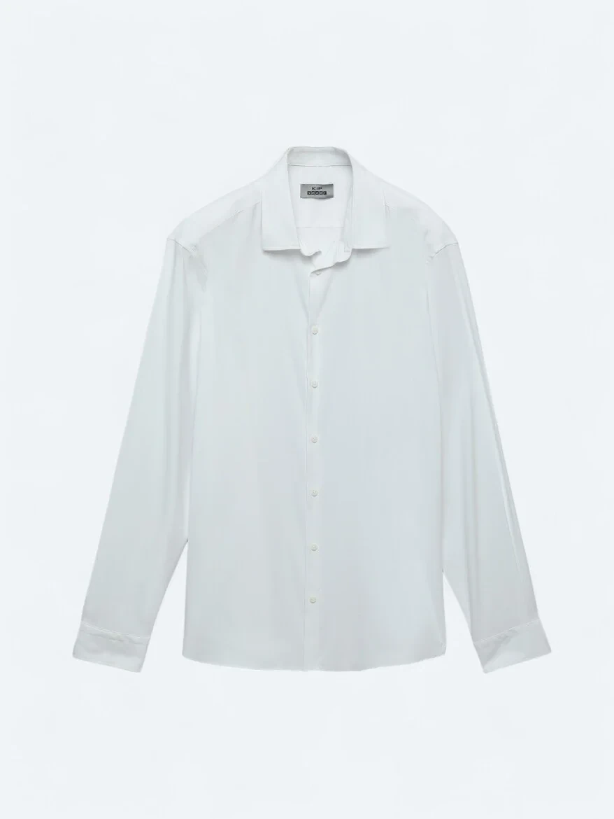 White Plain Regular Fit Weaving Casual Shirt - 7