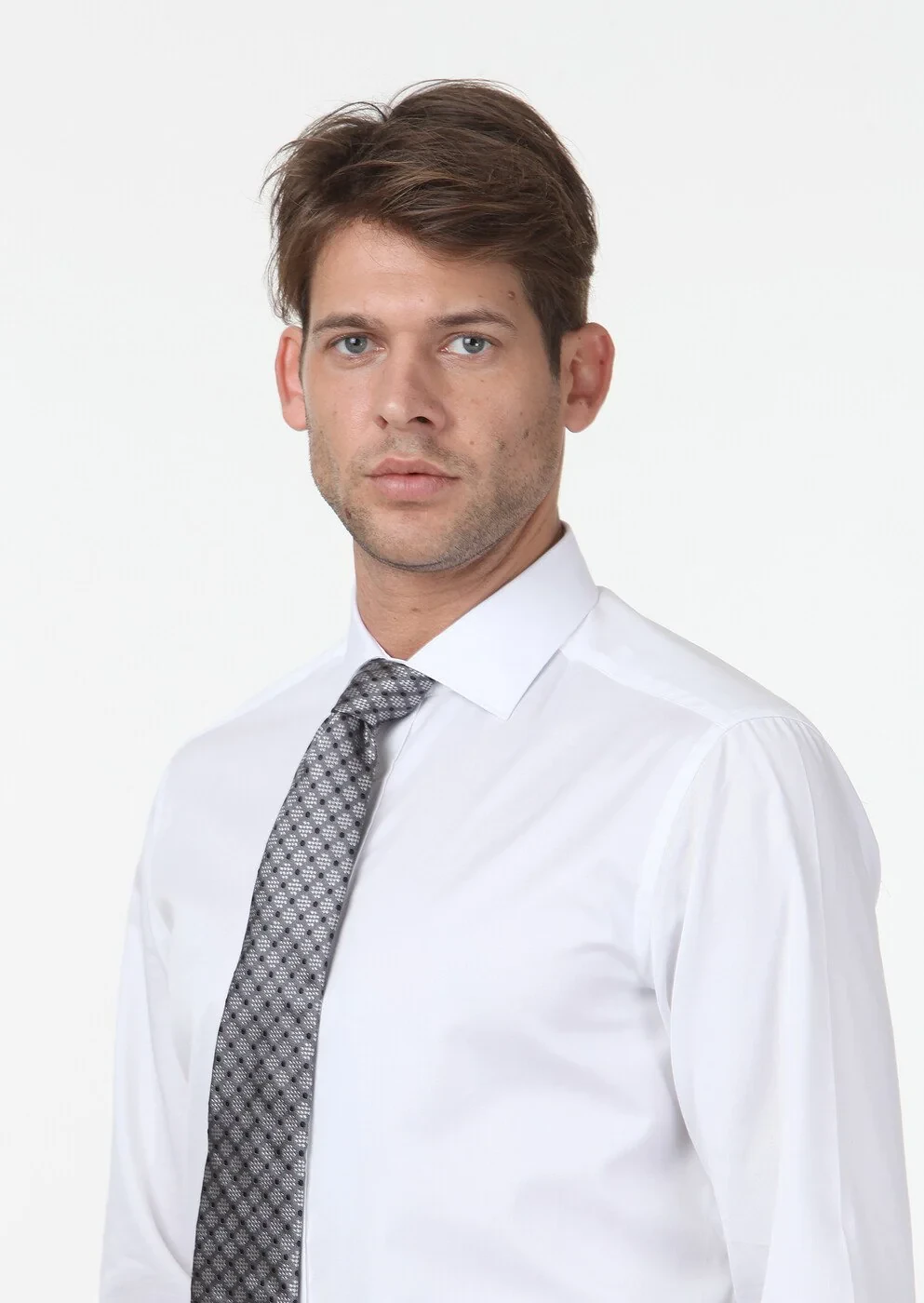 White Plain Regular Fit Weaving Classical 100% Cotton Shirt - 3