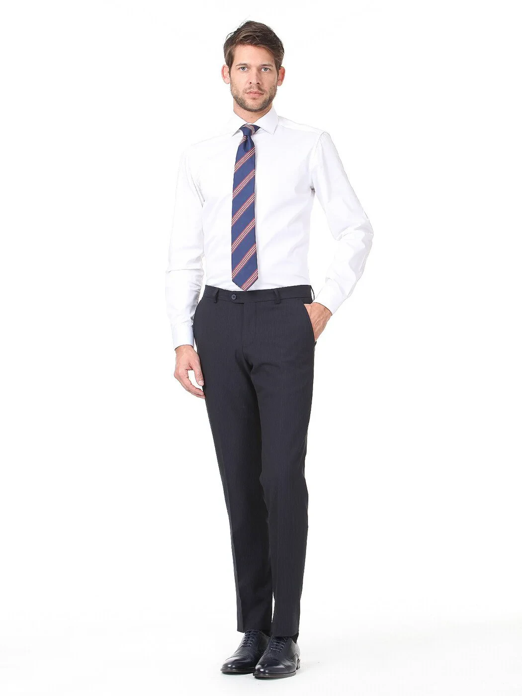 White Plain Regular Fit Weaving Classical 100% Cotton Shirt - 3