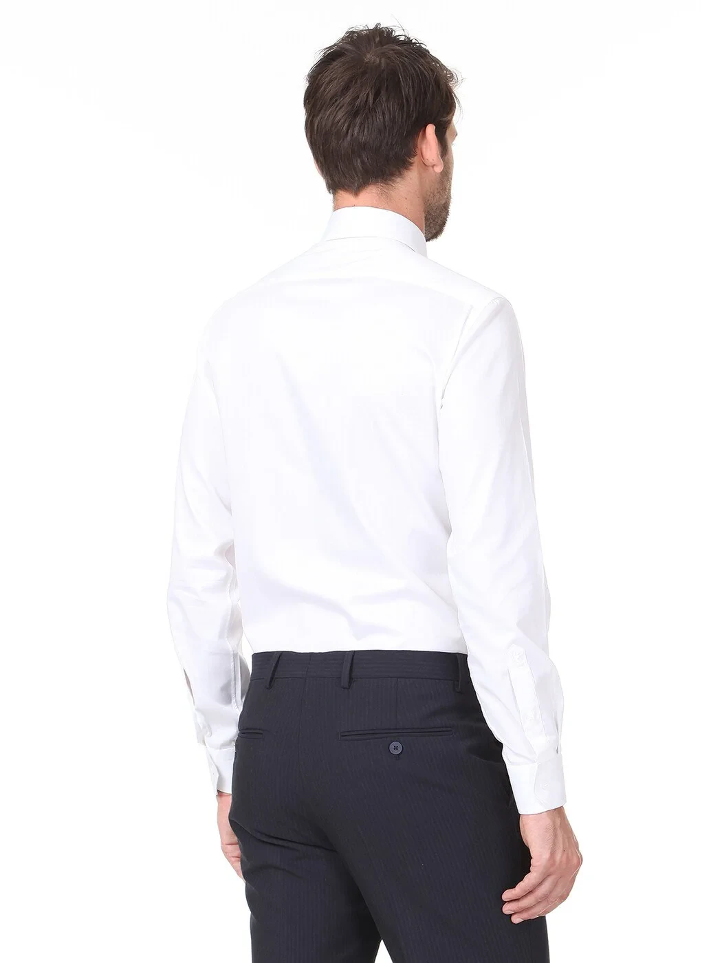 White Plain Regular Fit Weaving Classical 100% Cotton Shirt 