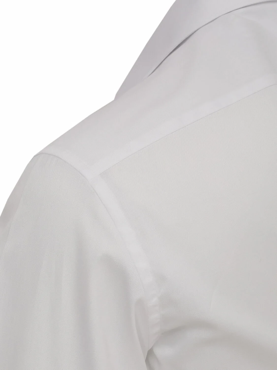 White Plain Regular Fit Weaving Classical 100% Cotton Shirt - 3