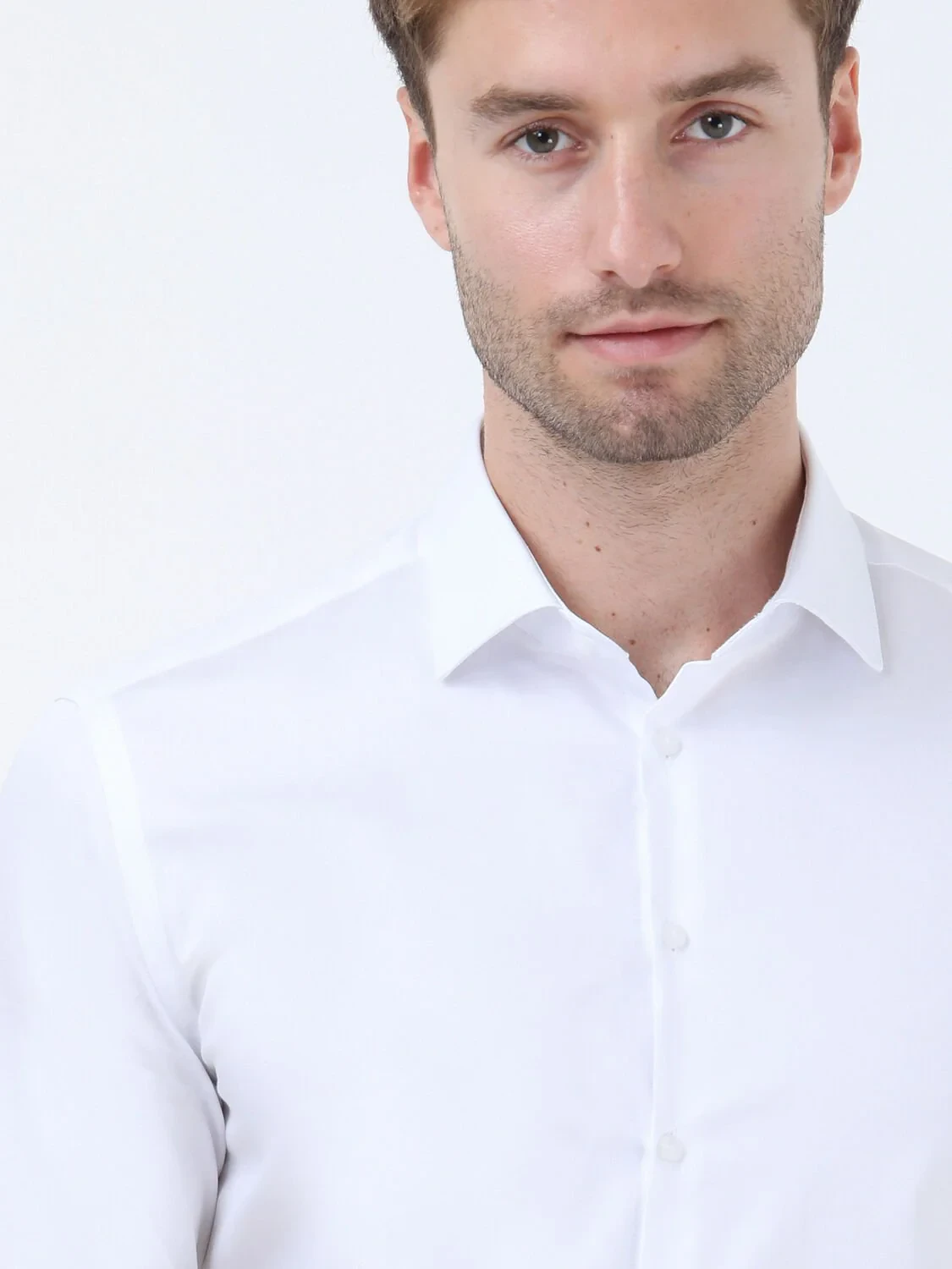 White Plain Regular Fit Weaving Classical 100% Cotton Shirt - 4
