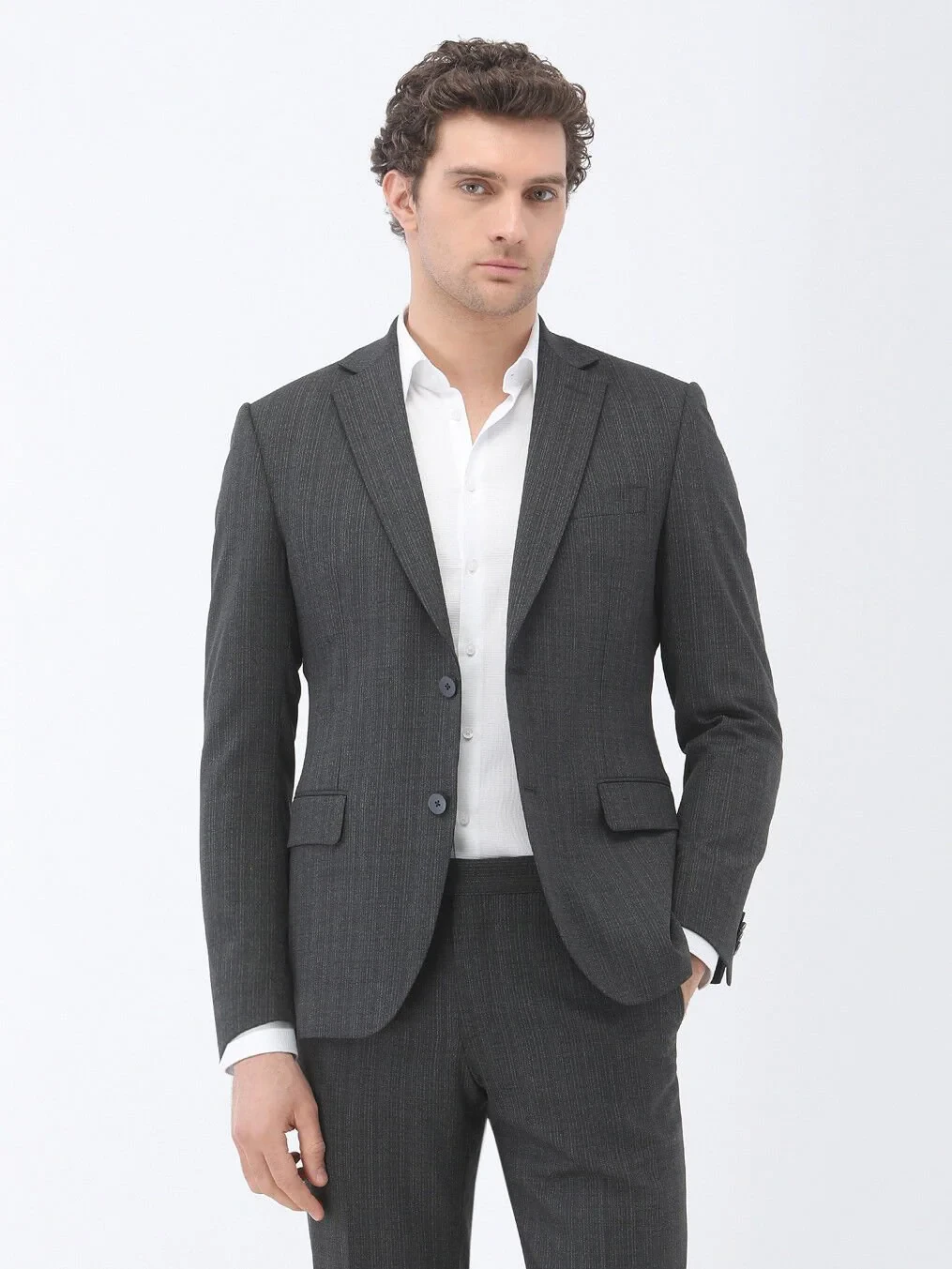 White Plain Regular Fit Weaving Classical 100% Cotton Shirt - 3