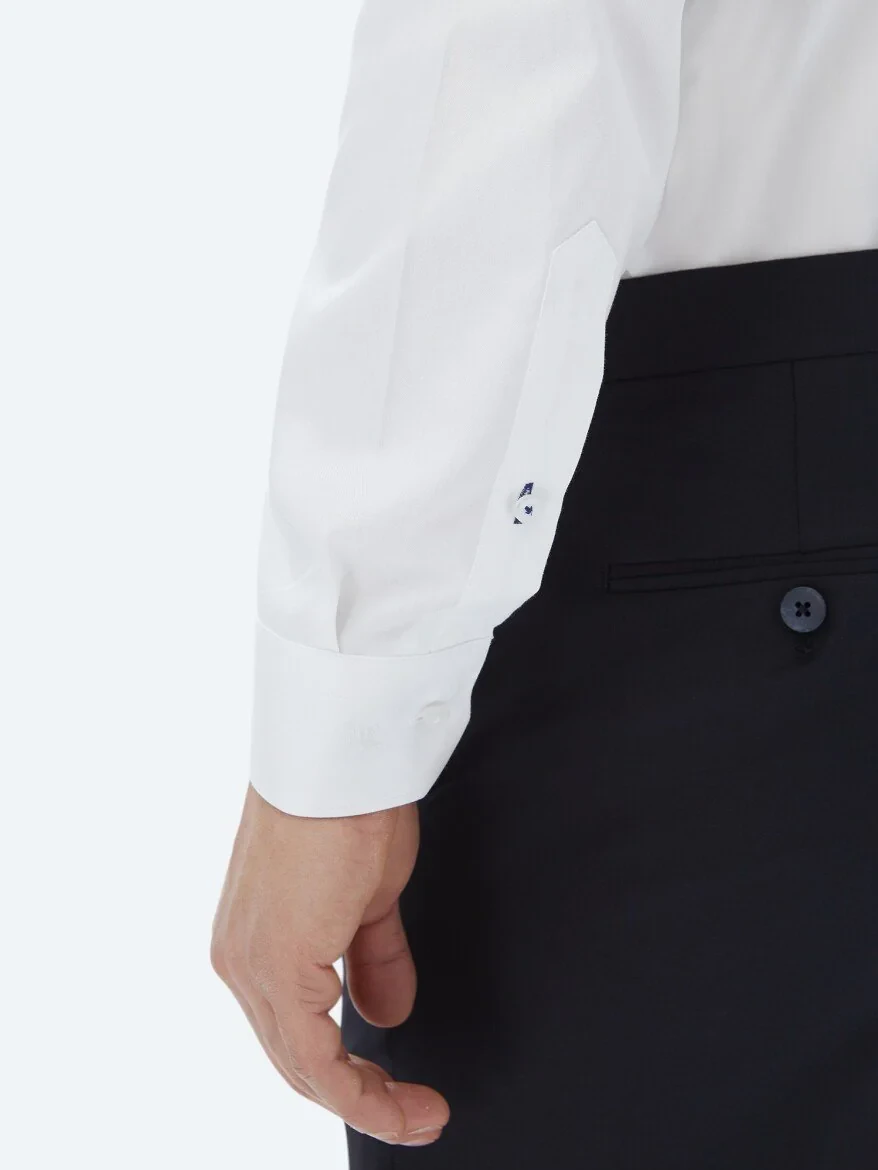 White Plain Regular Fit Weaving Classical 100% Cotton Shirt - 6