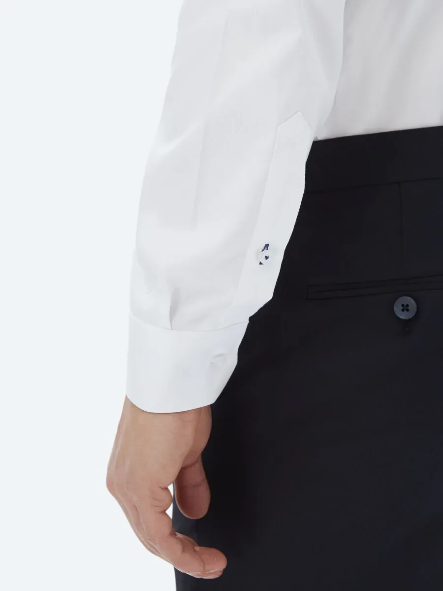 White Plain Regular Fit Weaving Classical 100% Cotton Shirt - 6