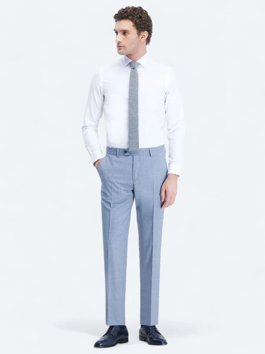 White Plain Regular Fit Weaving Classical Cotton Blended Shirt - 2