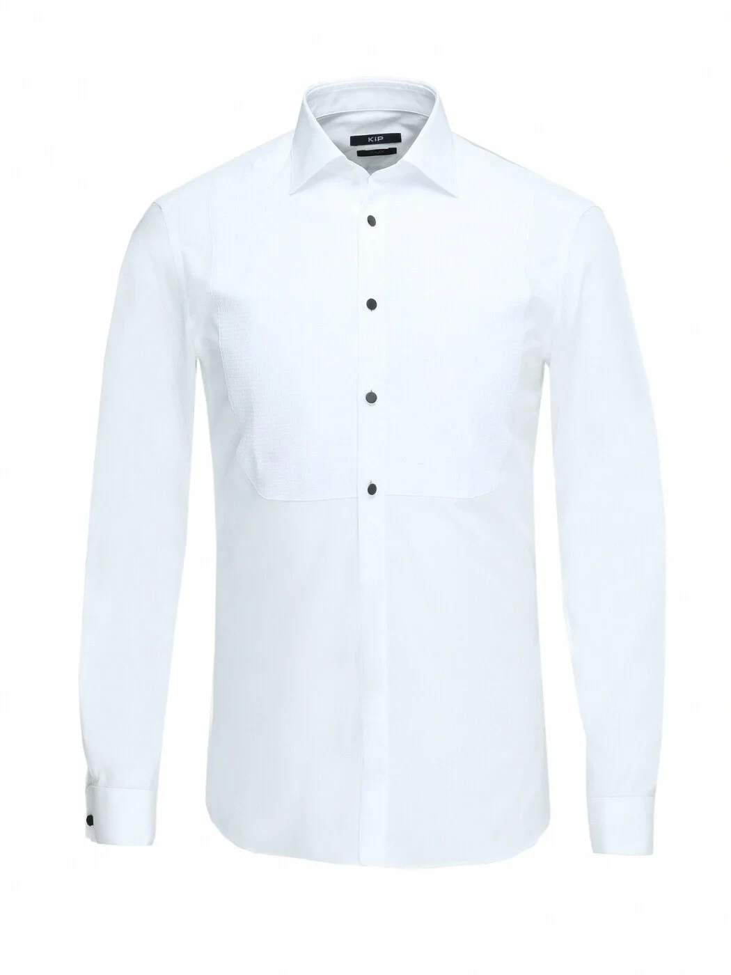 White Plain Slim Fit Double Cuff Classic Collar Tuxedo Shirts - 1