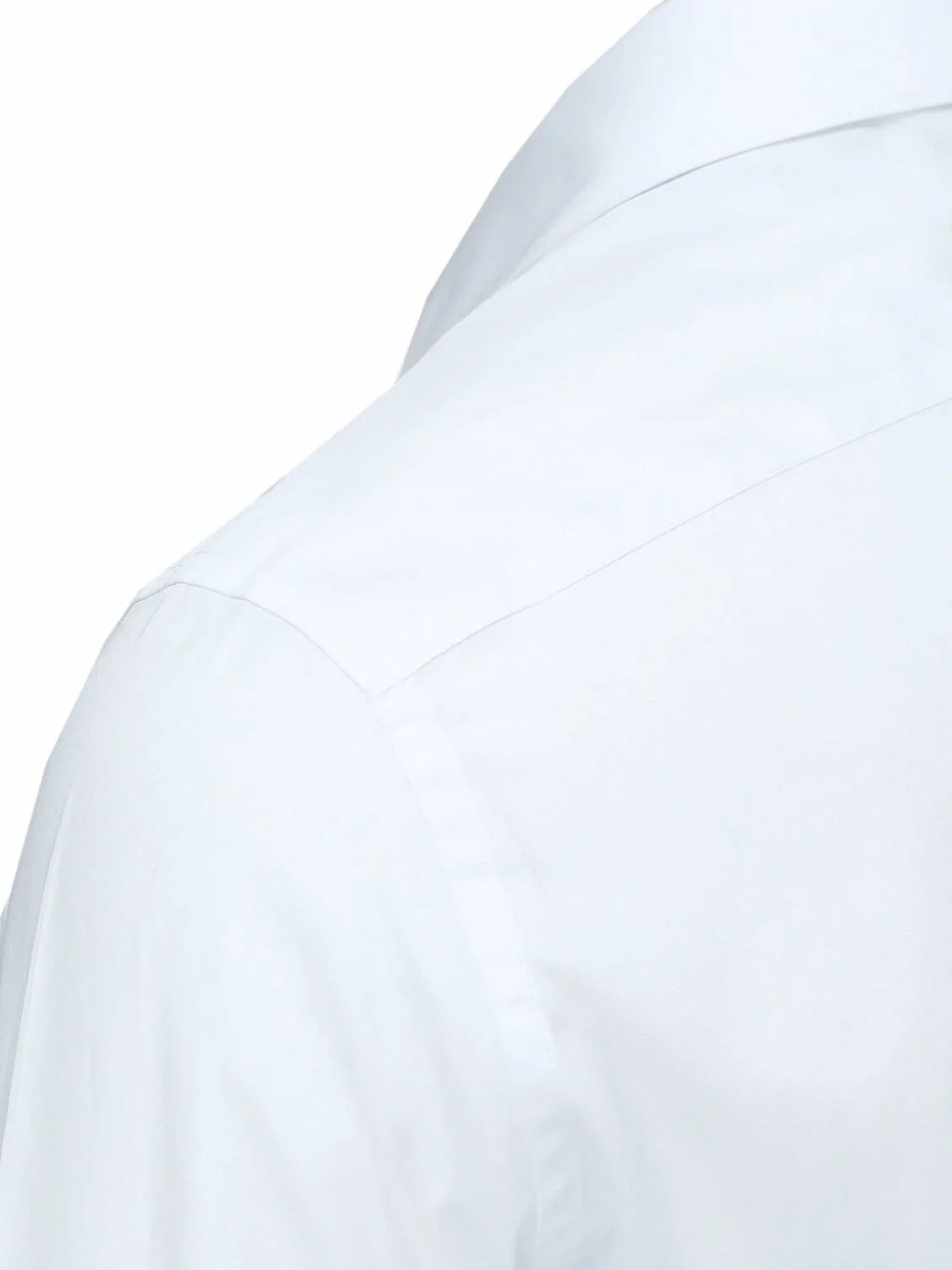 White Plain Slim Fit Double Cuff Classic Collar Tuxedo Shirts - 3