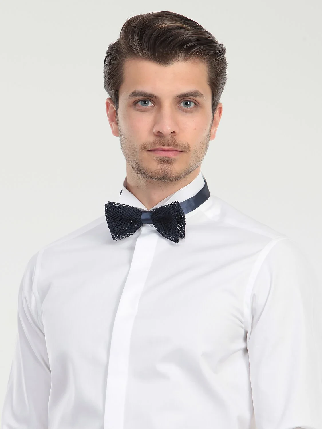 White Plain Slim Fit Double Cuff Wing Collar Tuxedo Shirts - 4