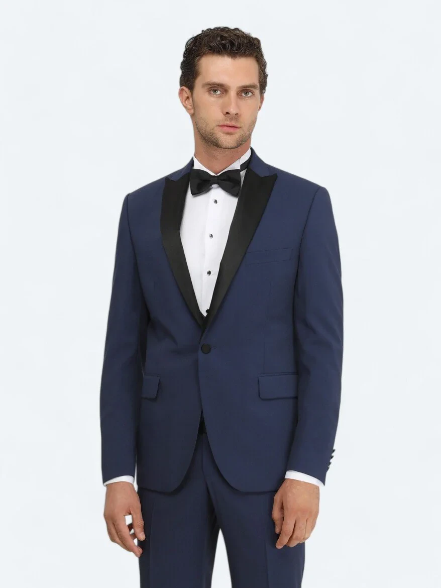 White Plain Slim Fit Double Cuff Wing Collar Tuxedo Shirts - 4