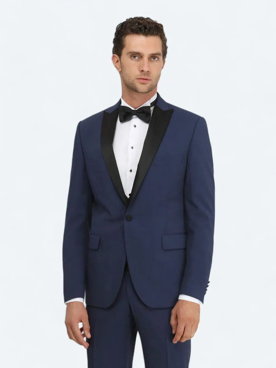 White Plain Slim Fit Double Cuff Wing Collar Tuxedo Shirts - 4