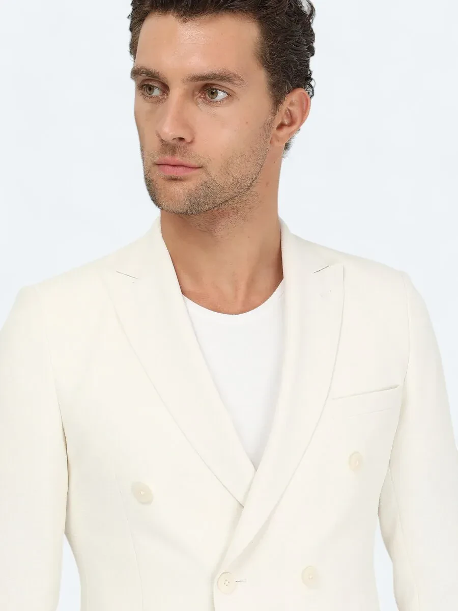 White Plain Slim Fit Jacket - 4
