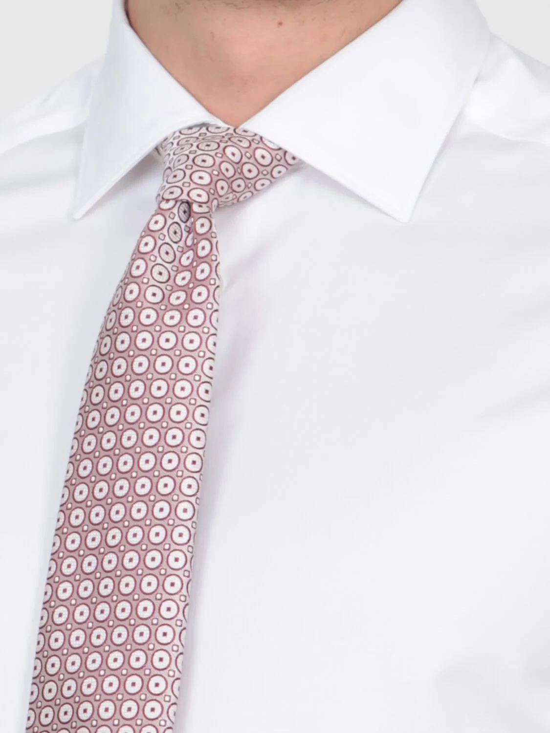 White Plain Slim Fit Weaving Classical 100% Cotton Shirt - 3