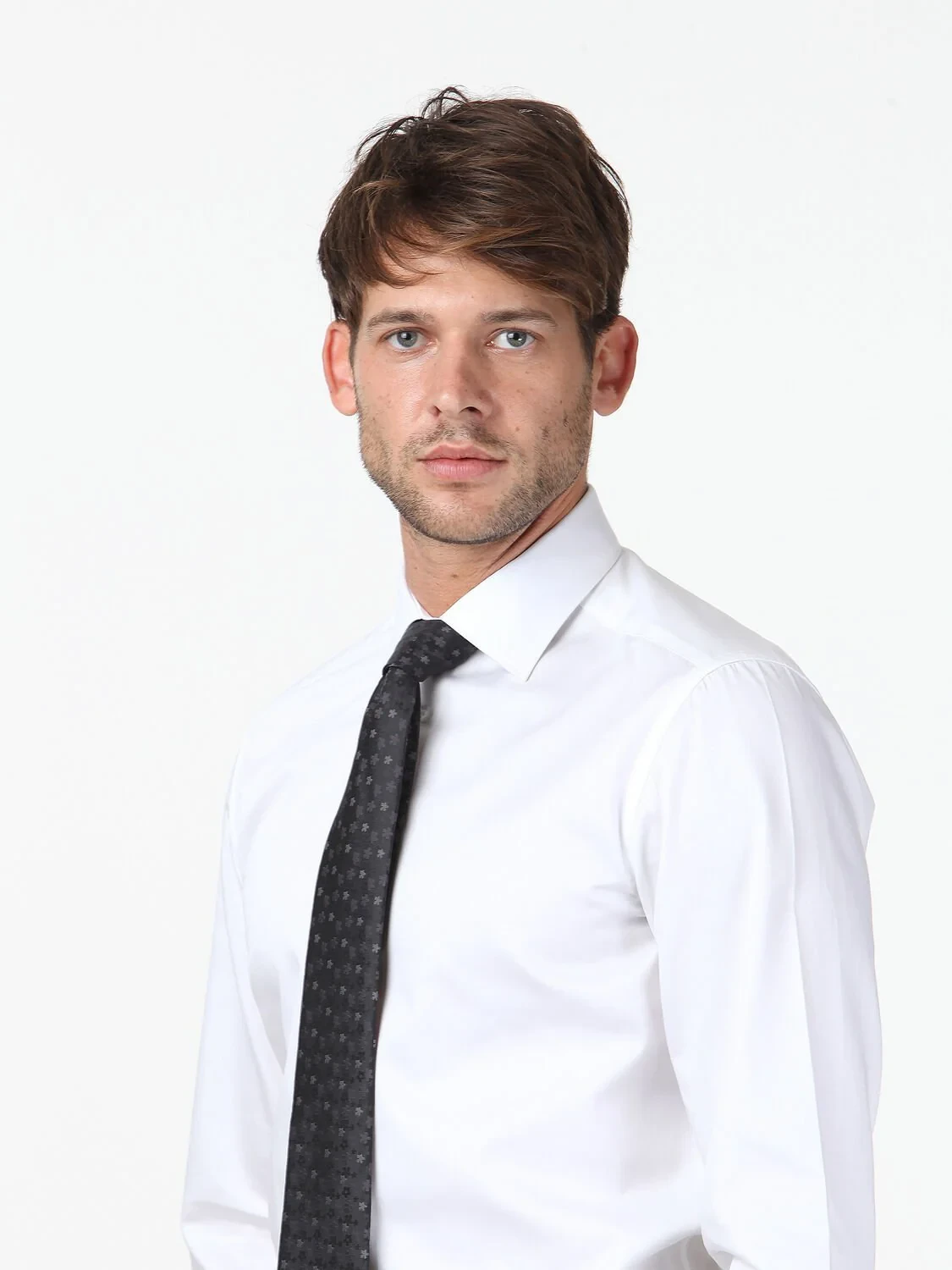 White Plain Slim Fit Weaving Classical 100% Cotton Shirt - 3