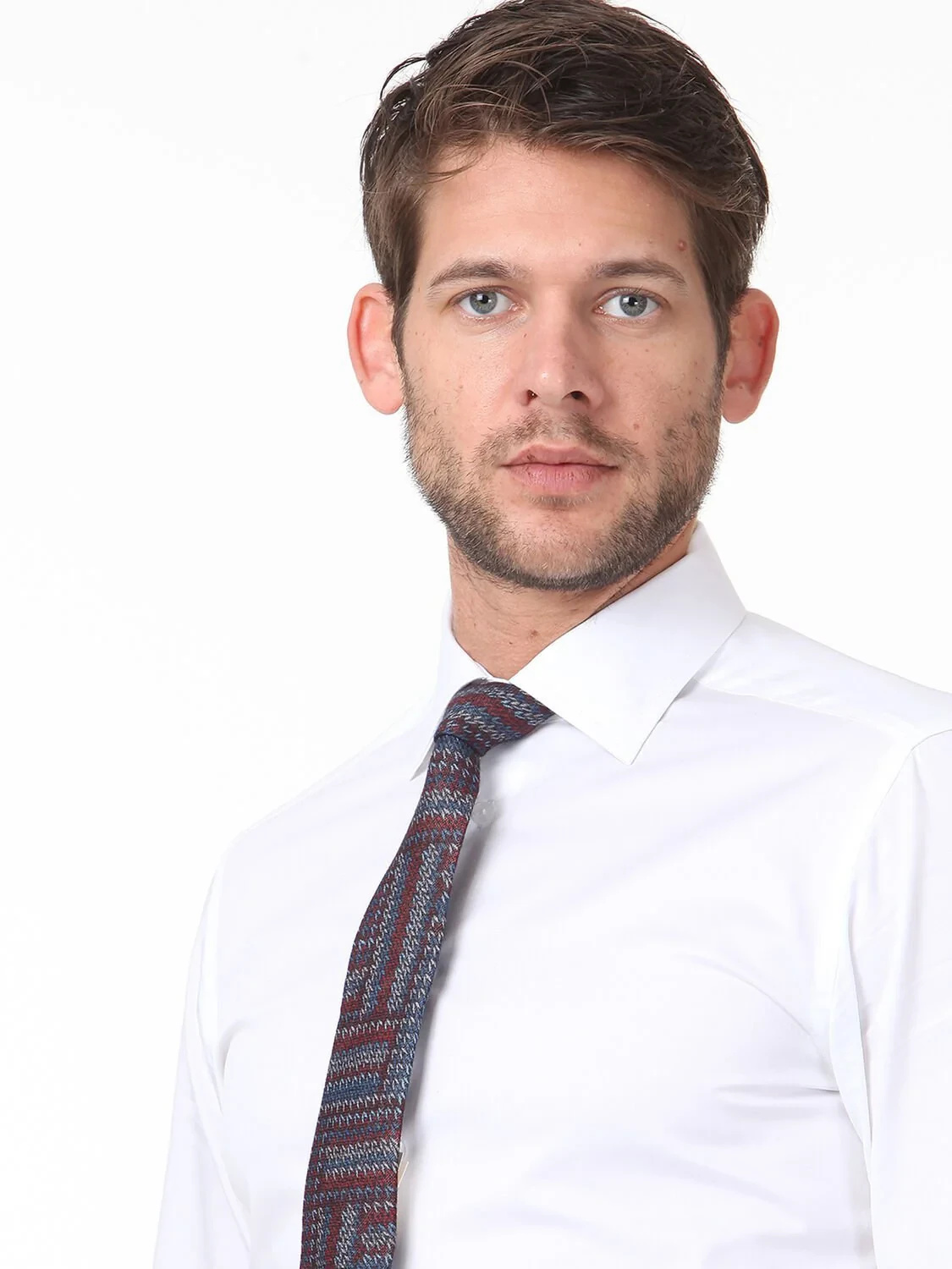 White Plain Slim Fit Weaving Classical 100% Cotton Shirt - 3