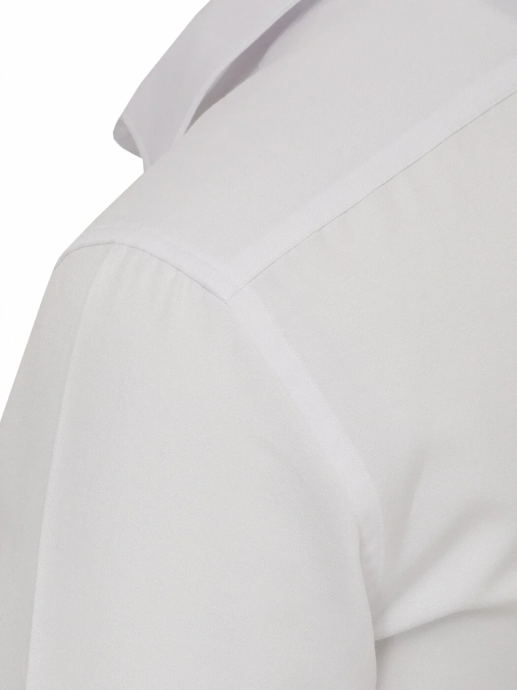 White Plain Slim Fit Weaving Classical Cotton Blended Shirt - 3