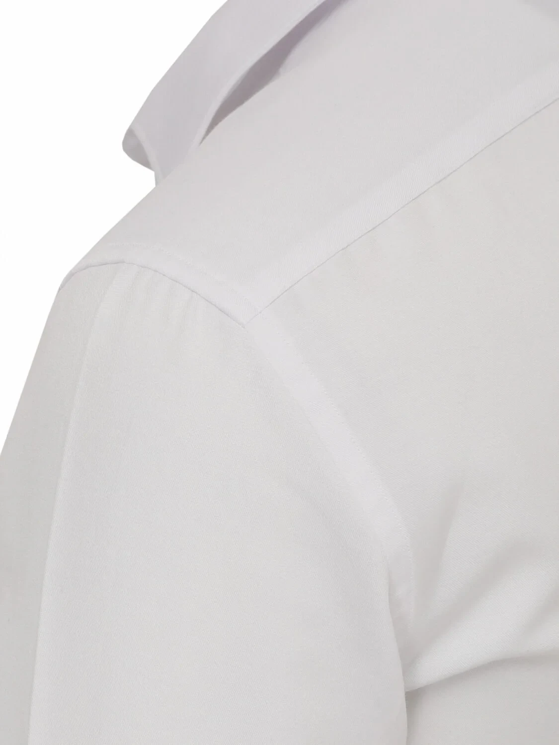 White Plain Slim Fit Weaving Classical Cotton Blended Shirt - 3