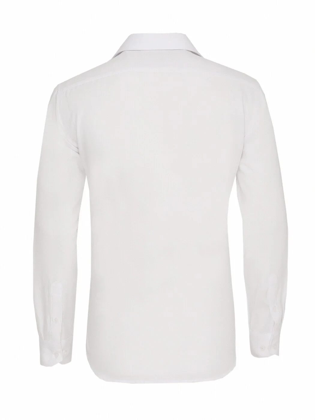 White Plain Slim Fit Weaving Classical Cotton Blended Shirt - 5