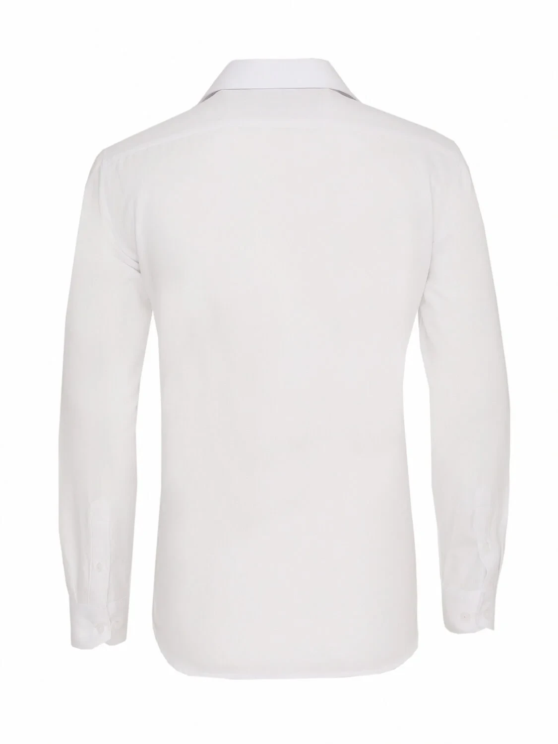White Plain Slim Fit Weaving Classical Cotton Blended Shirt - 5