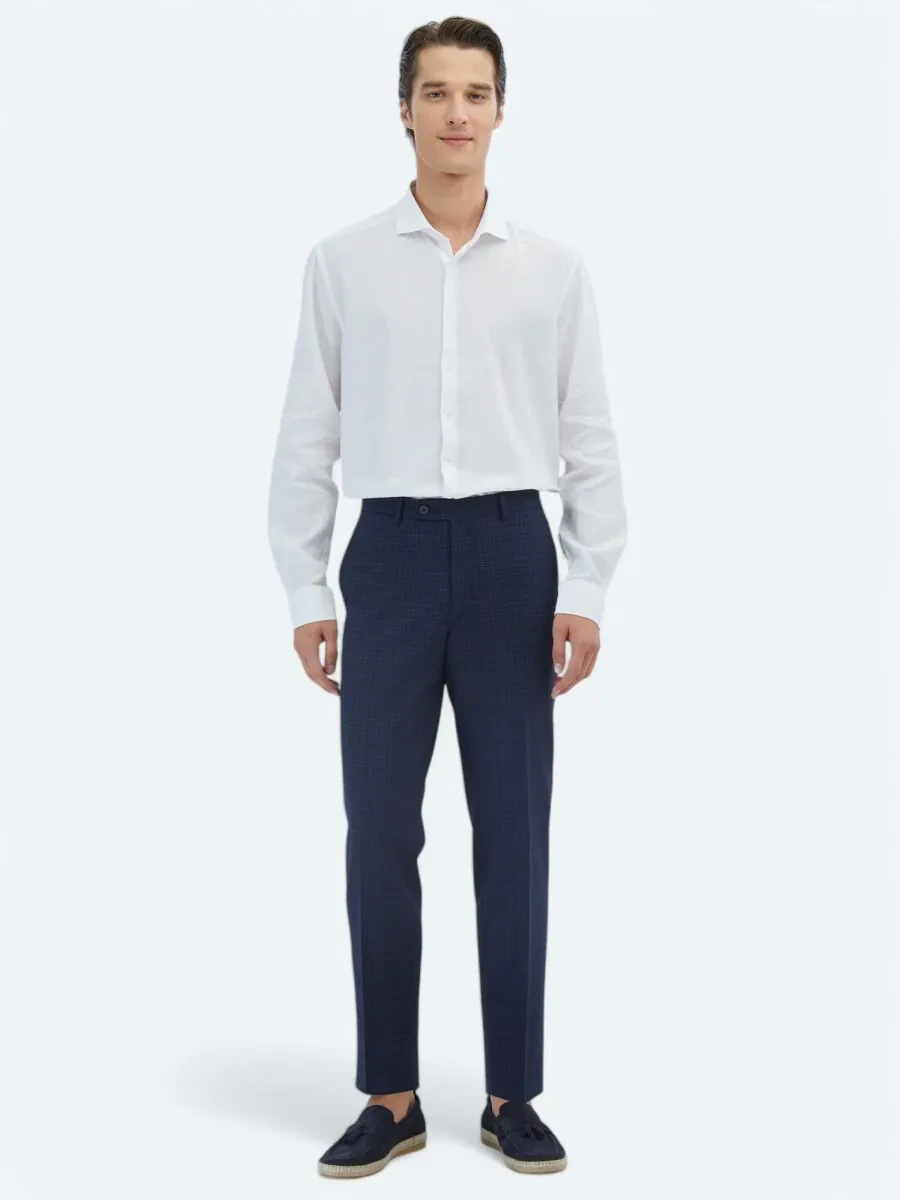 White Plain Weaving Casual Cotton Blended Shirt - 2