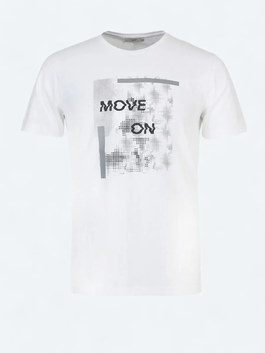 White Printed Crew Neck 100% Cotton T-Shirt - 5