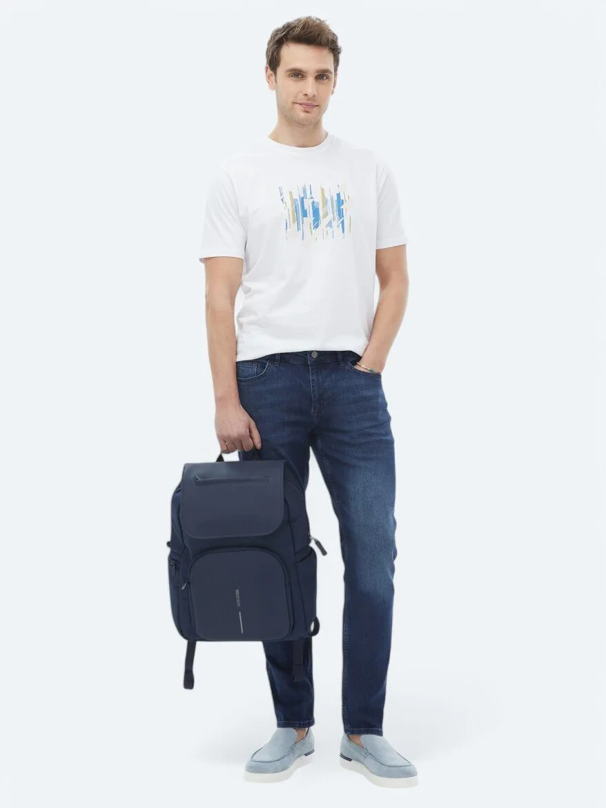 White Printed Crew Neck 100% Cotton T-Shirt - 8