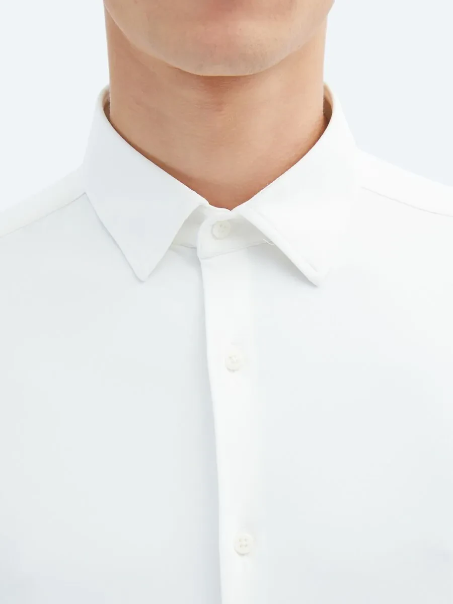 White Regular Fit Knitting Casual Shirt - 5
